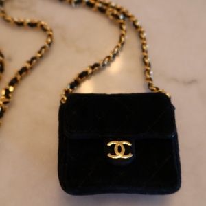 Authentic Chanel Vintage Micro Velvet Flap Bag